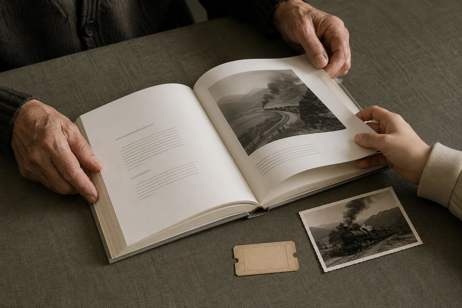 Ein persönliches Lebensbuch mit einer historischen Familienfotografie